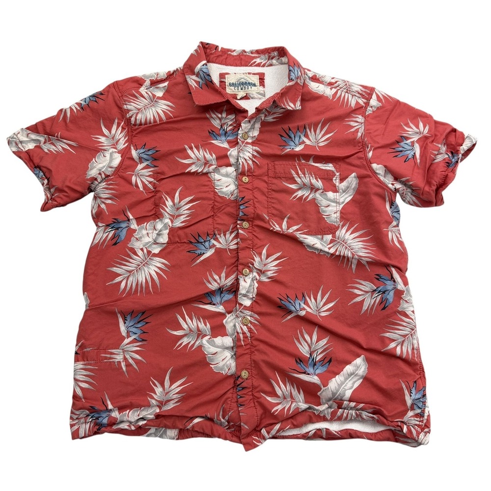 Casual Red Floral Button-Down Shirt